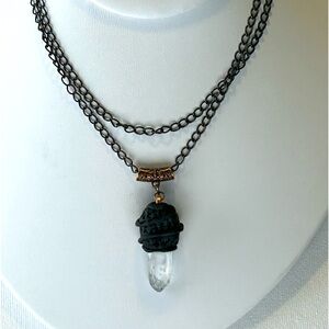 Handmade Genuine Natural Quartz Crystal Point Healing Energy Copper Necklace